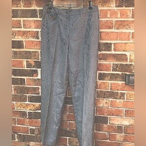 Talbots 100% Silk Gray With Silver Metallic Stripe Pants. Lightweight, Size 8